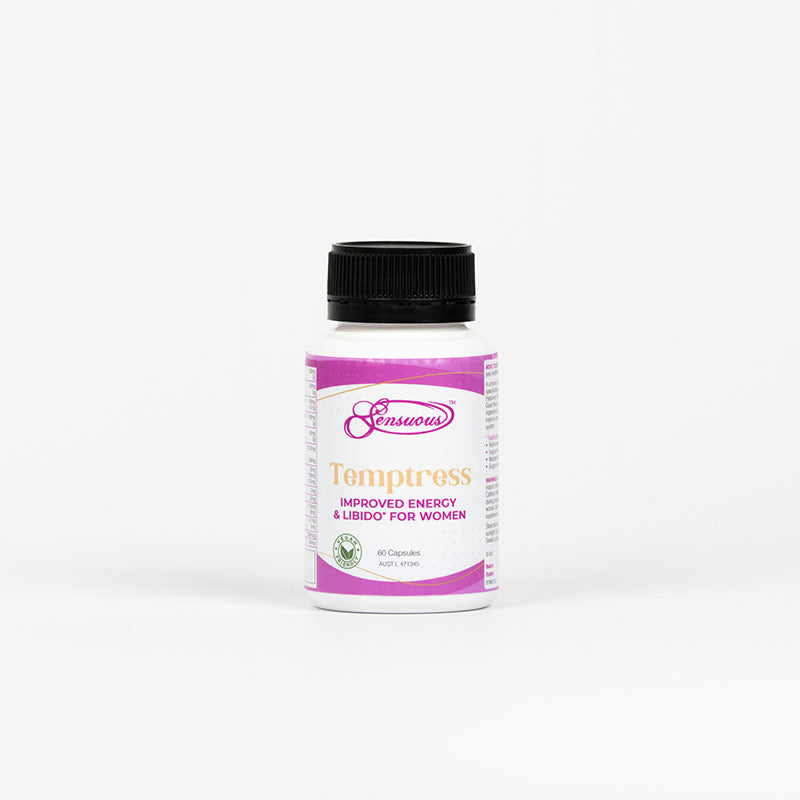 Sensuous Temptress for Women 60-capsule bottle, an ARTG-listed supplement for female vitality.