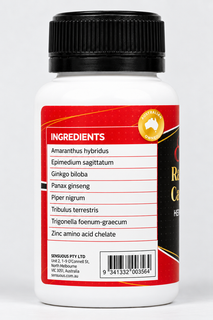 Raging Bull Capsules for Men ingredient label – Sensuous